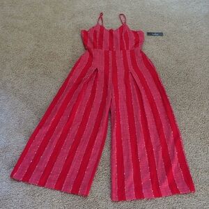 NWT! LULUS Size M red combo jumpsuit with pockets